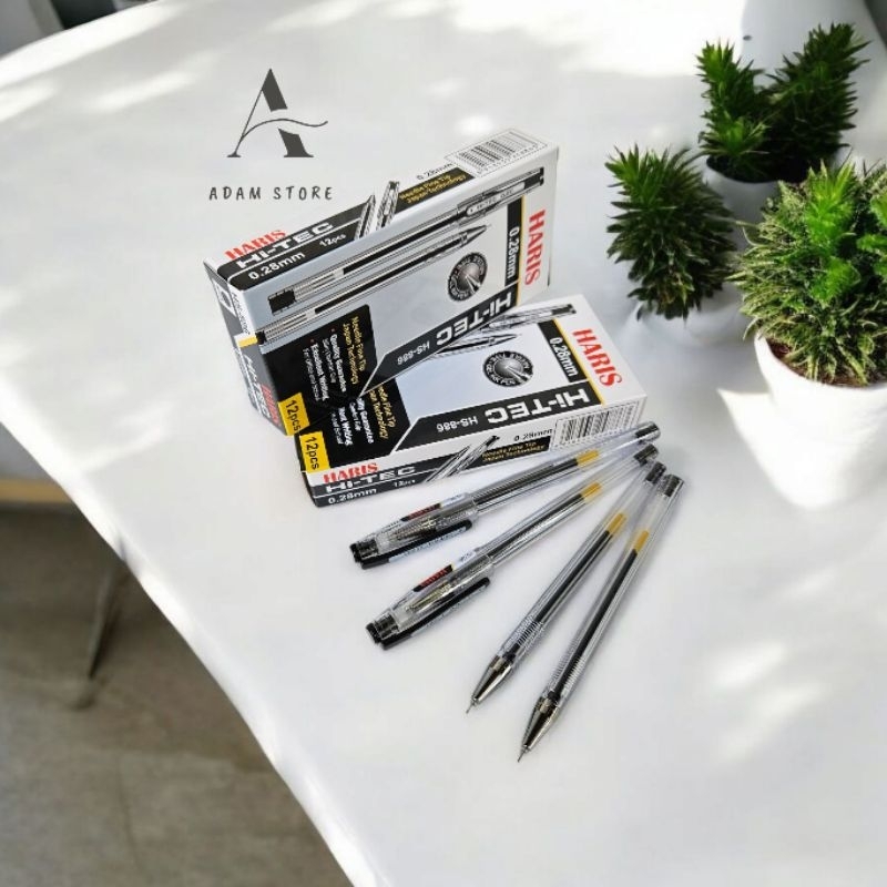 

pulpen pena HI-TECH 0,28 mm isi 1 lusin / 12 pcs merek HARIS tinta hitam