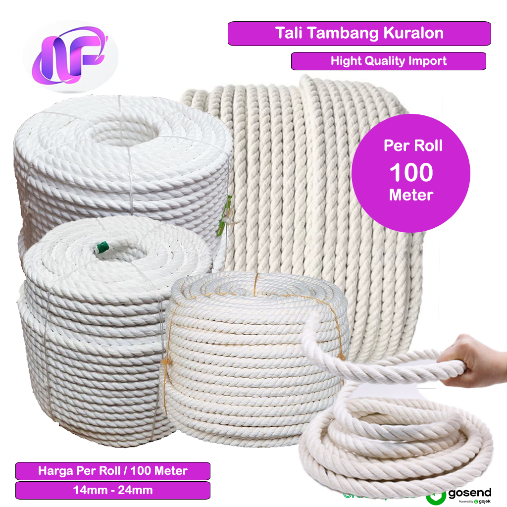 

Tali Tambang Kuralon 6mm 8mm 10mm 12mm 14mm 16mm Harga Per Gulung Tambang Kain Katun Catton Super Kuat Roll Rol Gulungan Murah