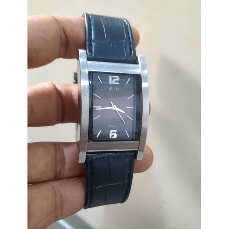 Jam tangan pria guess tank original tali kulit murah
