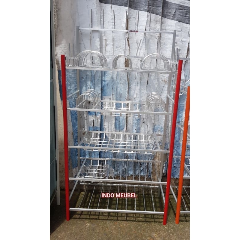Rak Piring Terbuka, Rak piring Alumunium, Rak piring Susun Alumunium