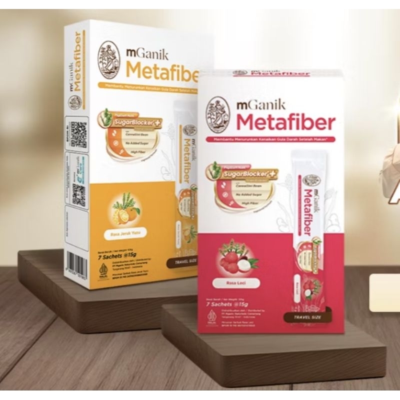 

Metafiber mganik 1 box isi 7 sachet minuman serat untuk diabetesi rasa jeruk yuzu/ leci