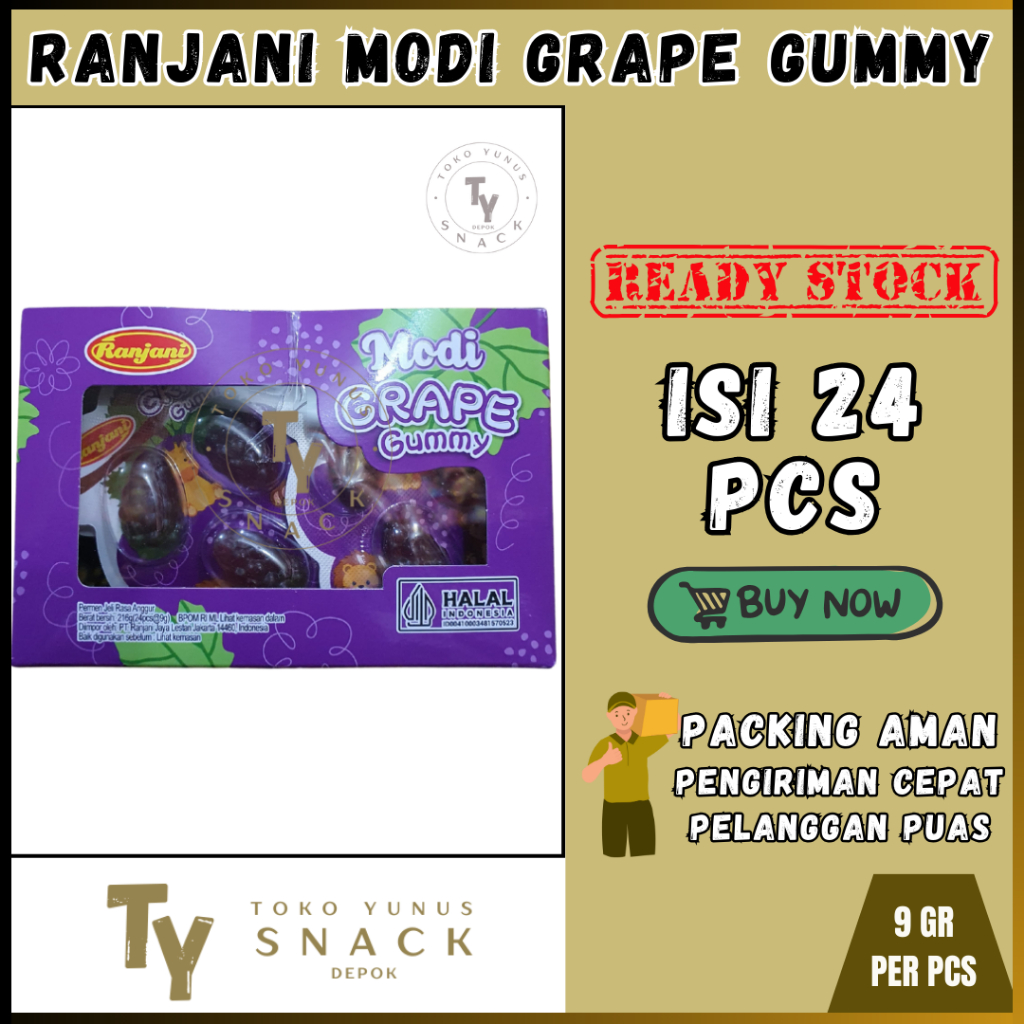 

RANJANI MODI GRAPE GUMMY BOX ISI 24PCS @9GR