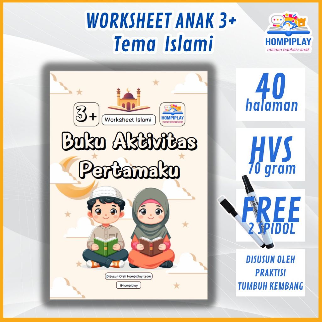 WORKSHEET ANAK 3+ ISLAMI | Buku Aktivitas Stimulasi Anak Belajar Islam