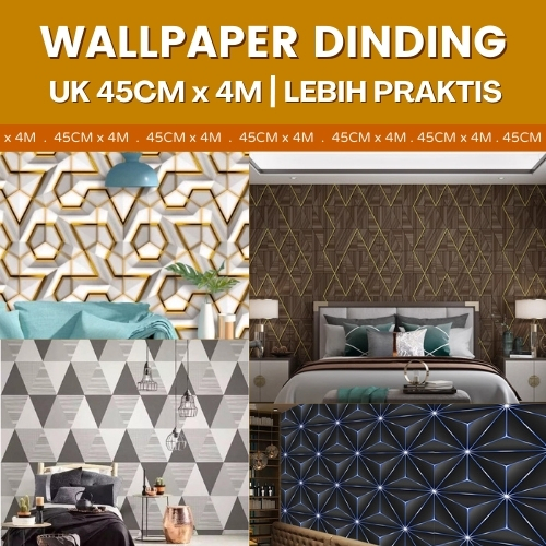 Wallpaper Dinding Kamar Tidur Motif Geometri Segitiga Biru Abu Welpeper Dingding Sticker Aesthetic