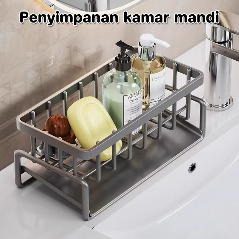 Anischa~Rak Pengering Sponge Botol Sabun| Rak Cuci Piring | Rak Dinding Wastafel Multifungsi Plastik