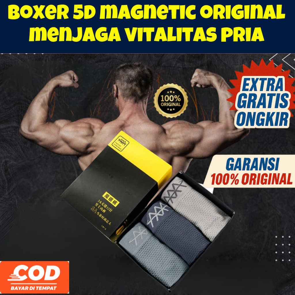 (PROMO DAPAT 10) BOXER KESEHATAN 5D Pria Celana Dalam Pria Katun Magnet Terapi Kesehatan ORIGINAL