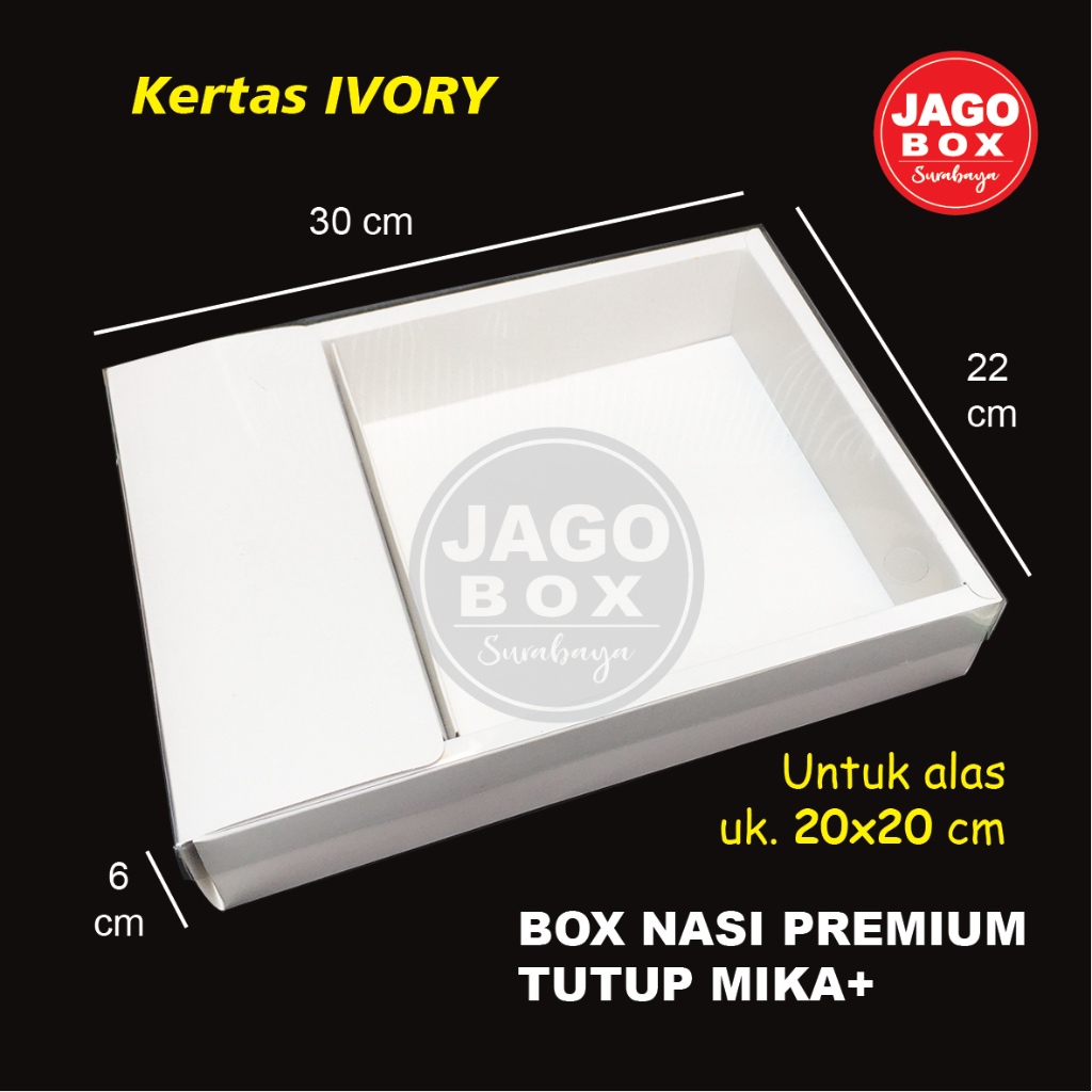 

Box Nasi / Hantaran / Hampers Premium 22x30 cm Tutup Mika - Ivory Putih