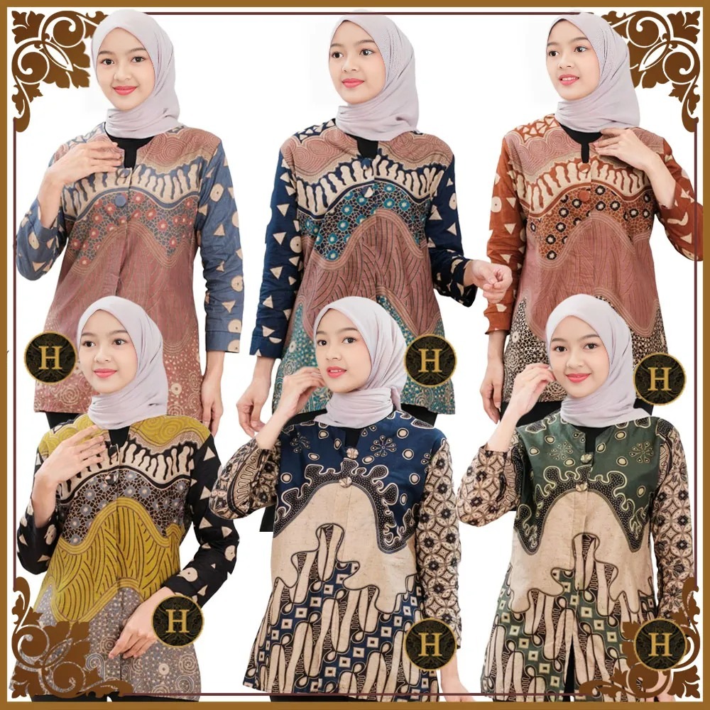 Blus / Atasan Kemeja Batik Anak Perempuan Cewek Panjang SD SMP Remaja Motif Baru (7-12) 12-15 Tahun