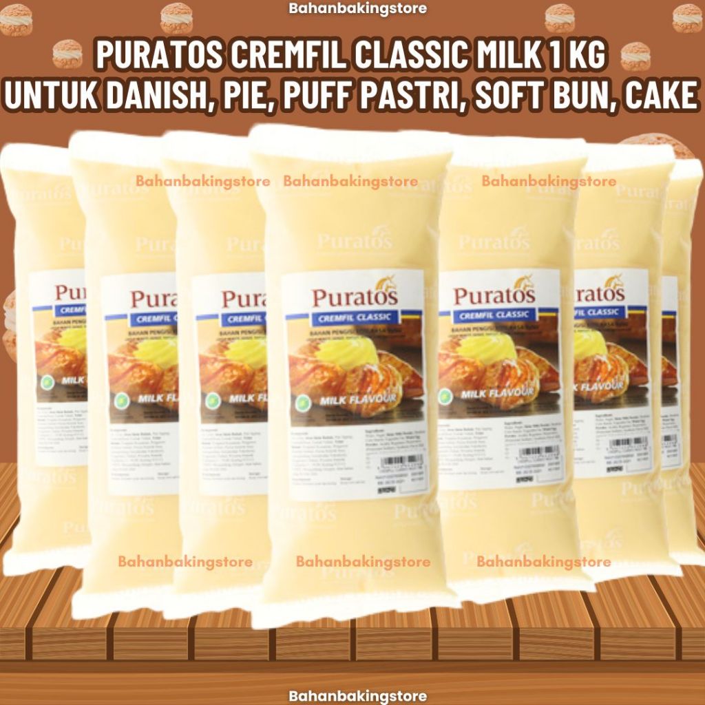 

PURATOS CREMFIL CLASSIC MILK 1 KG TAHAN SUHU PEMANGGANGAN DAN BEKU | KRIM RASA SUSU COCOK UNTUK UNTUK DANISH, PIE, PUFF PASTRI, SOFT BUN, CAKE | SELAI RASA SUSU