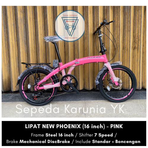 Sepeda Lipat 16 inch New Phoenix 7 Speed (khusus GOSEND Yogyakarta)