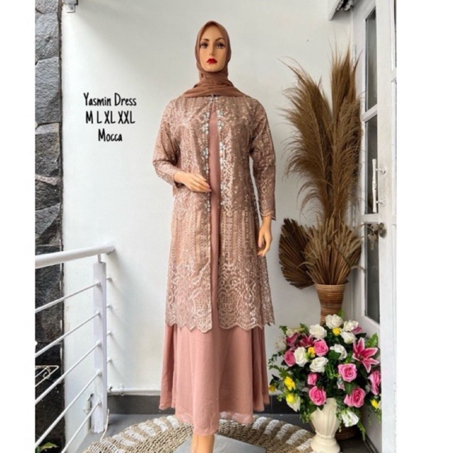 Gamis Tile Bordir|Gamis Pesta Mewah|Gamis Bordir Mewah|Gamis Tile Jumbo|Gamis Kebaya Brukat Modern|G