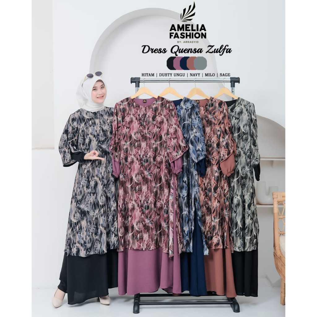 DRESS CRINGKEL MALAY  ZULFA BY AMELIA MOTIF CANTIK TERBARU KEKINIAN REMAJA FASHION BERLABEL ORIGINAL