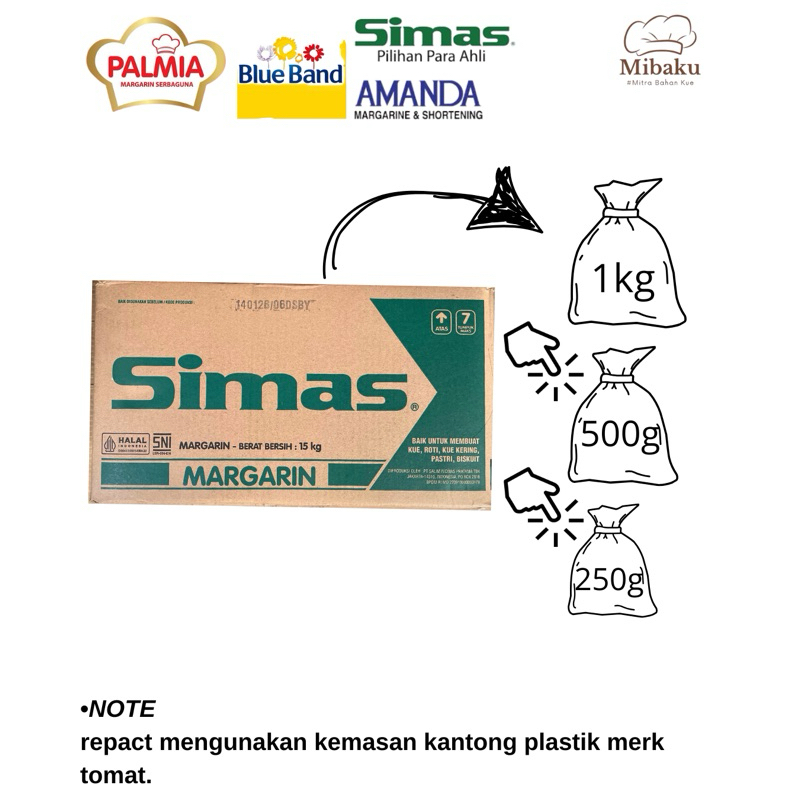 

Simas Margarine-mentega repack 250gr 500gr 1kg