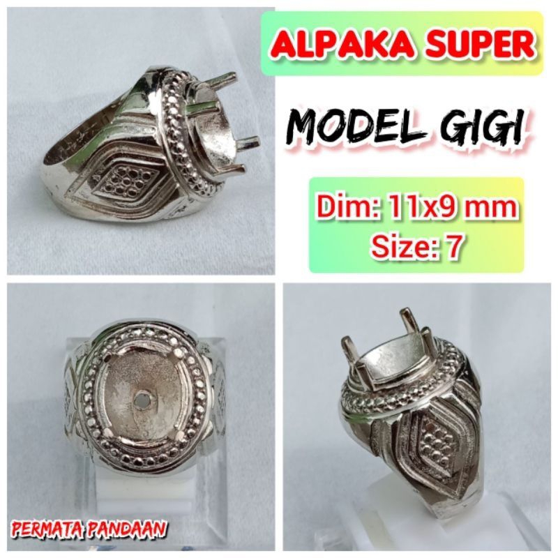 cincin emban batu akik batu permata alpaka super model gigi.14