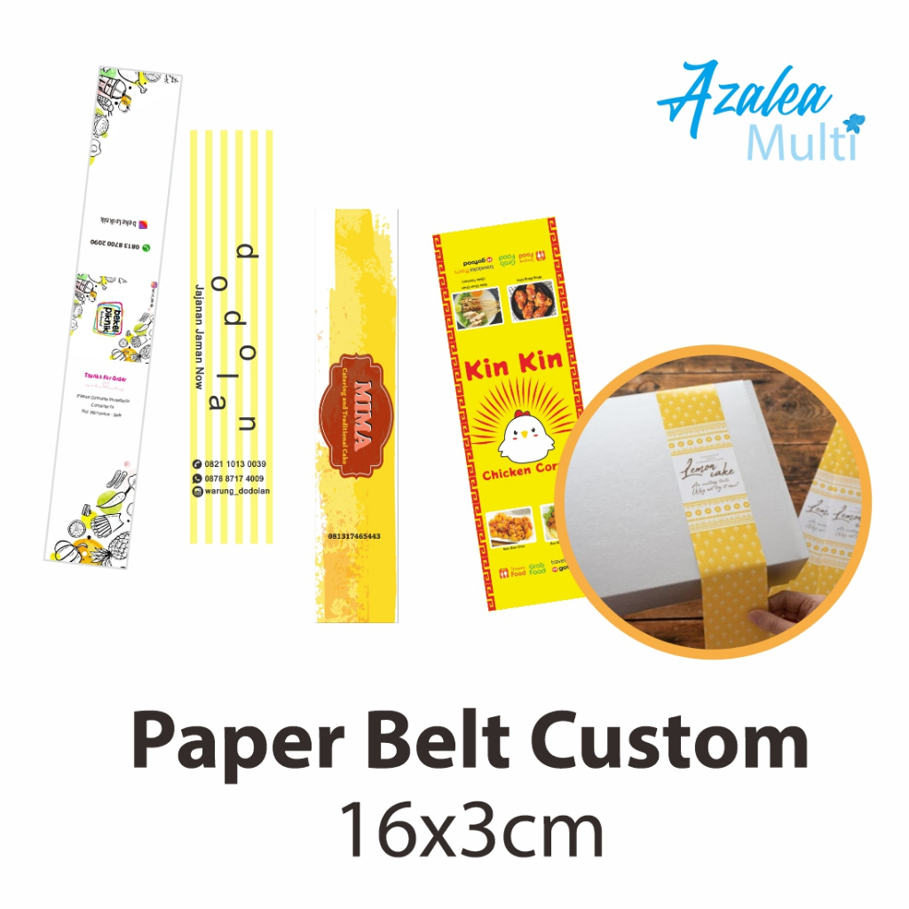 

Paper Belt Custom 16x3cm / Label Kemasan pengikat / Roll paper kemasan / Jaket Box / Kertas Pengikat Custom