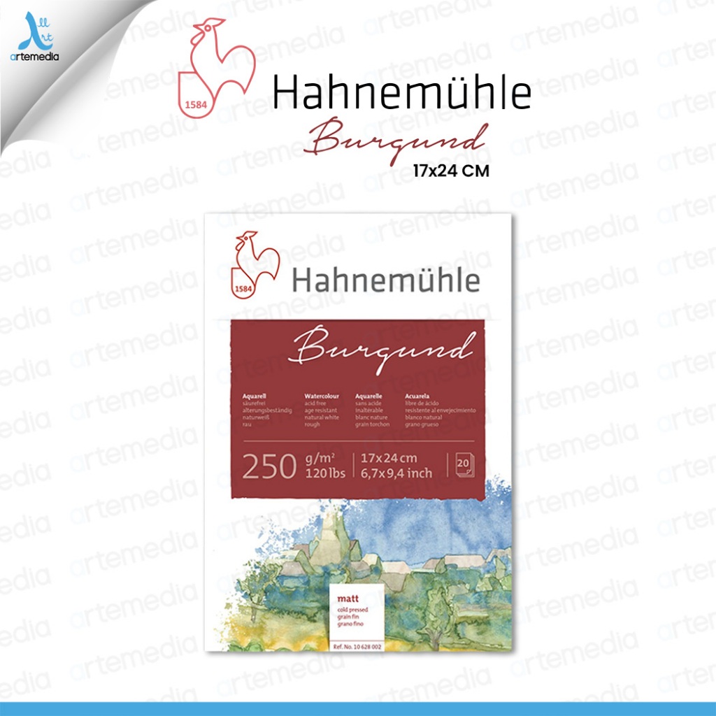 

Hahnemuhle Burgund Watercolor Pad 17x24cm Paper Block