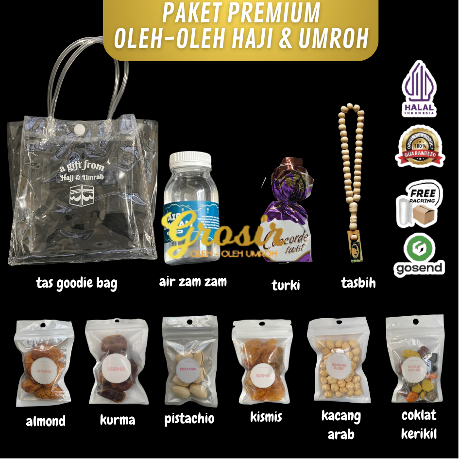 

Paket Oleh Oleh haji dan umroh Eksklusif Klip Putih Goodie Bag Tote Bag Transparan Tas Mika dengan Variasi