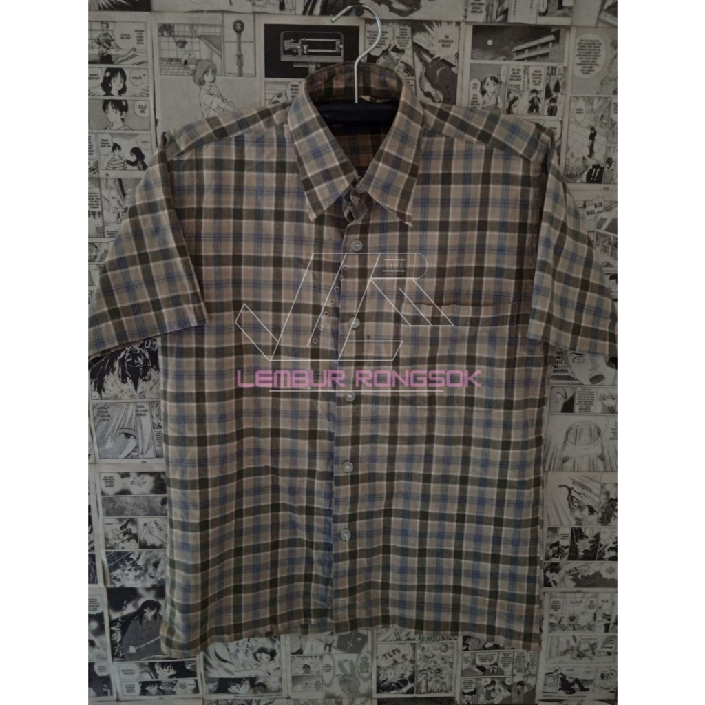 Kemeja Second : Vintage T-Shirt Motif Kotak - Kotak