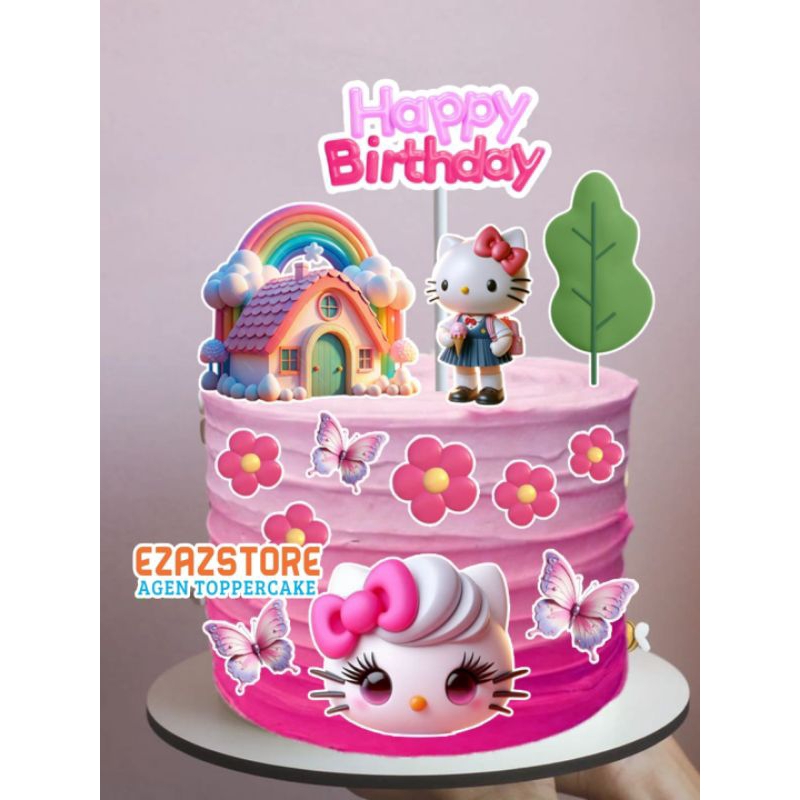 Topper Hello kitty, Topper cake, Hiasan kue ulang tahun topper karakter Hello kitty