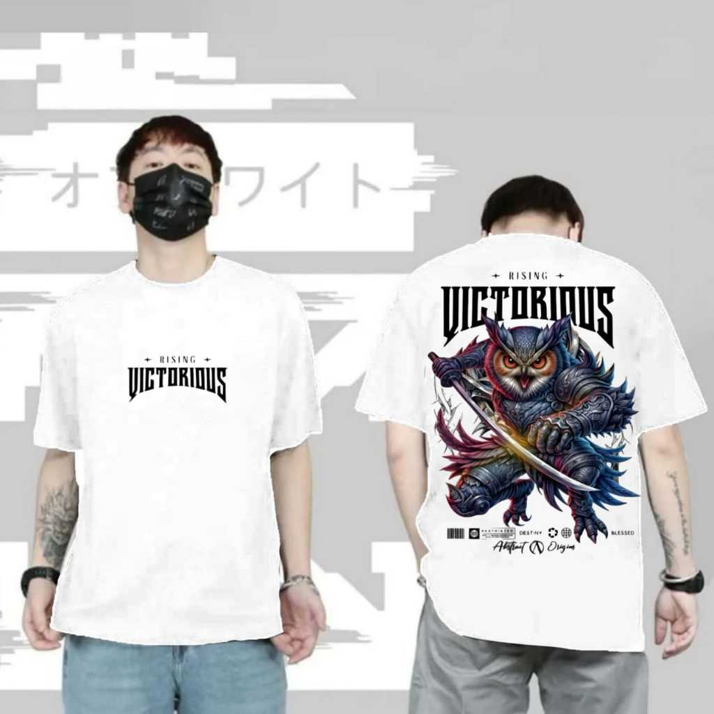 KAOS T-SHIRT NOCTUNAL DARK OWL / KAOS OWL/KAOS OWL BURUNG HANTU VINTORIOUS PUTIH/ KAOS MOTIF BURUNG 