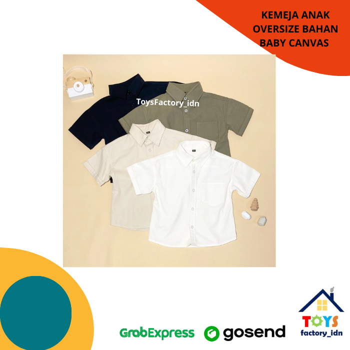 Oversize Kemeja Anak Bahan Baby Canvas