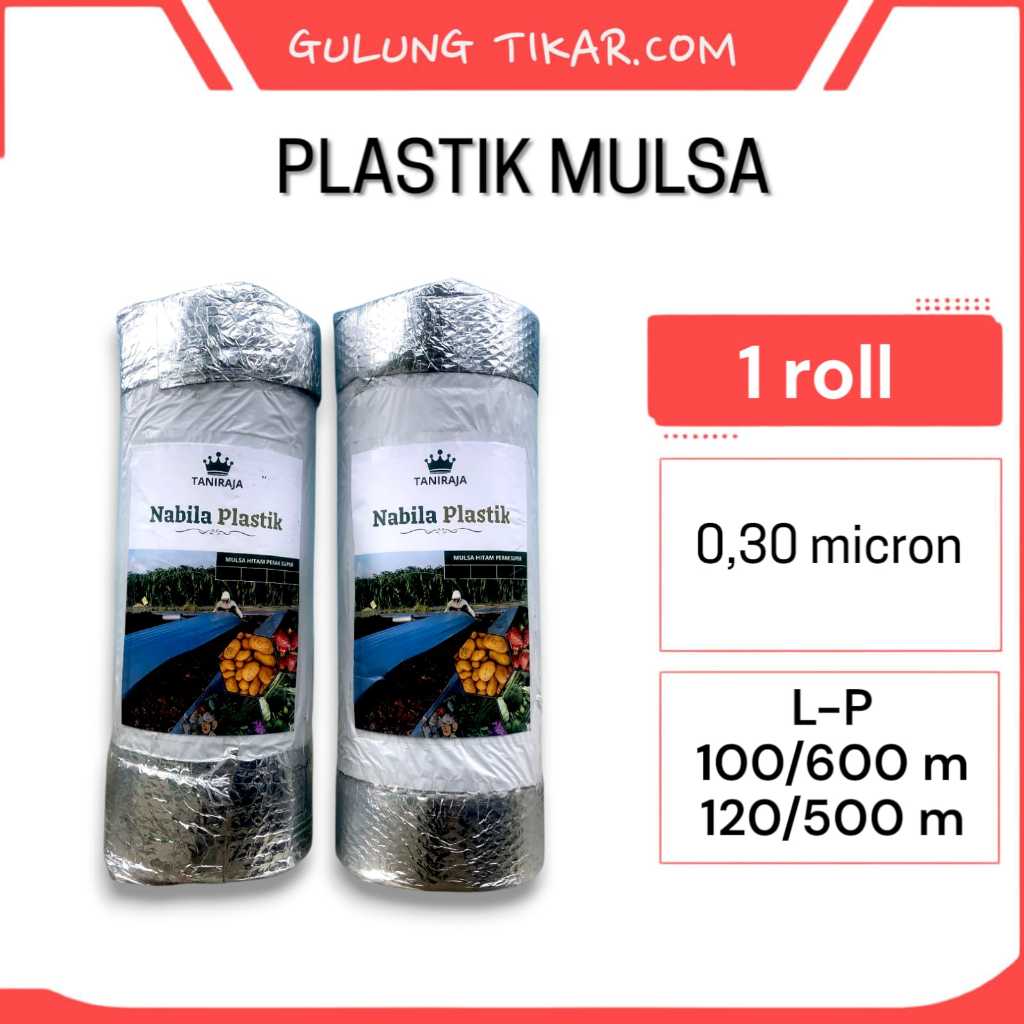 MULSA PERTANIAN HITAM PERAK 1 ROL 600 METER LEBAR 120/100 CM - UNTUK MENGURANI GULMA