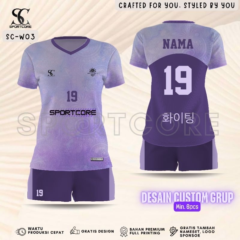 Jersey Voli Cewek Fullprinting Custom Nama Nomer