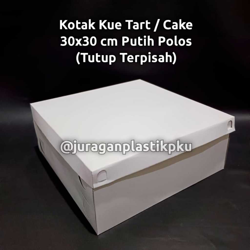 Kotak Kue Tart / Box Cake Putih Polos Tutup Terpisah 30x30 cm | Dus Kue Tar Ulang Tahun 30 x 30 TPS 