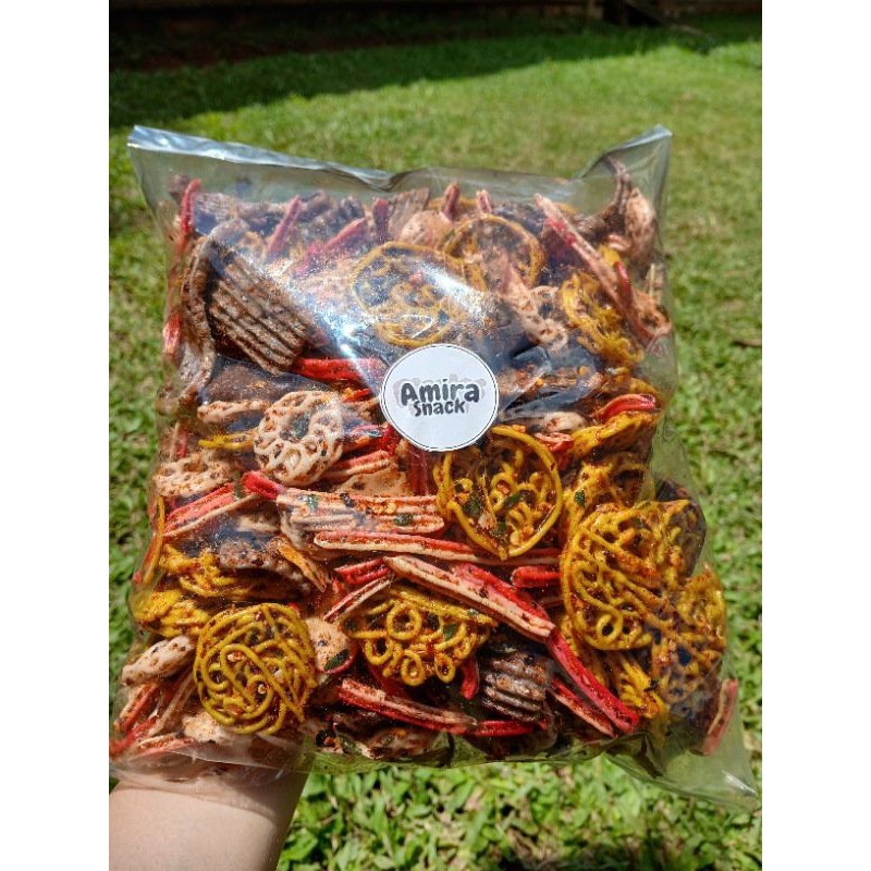 

PROMO 1kg Seblak campur mix Amira Snack bumbu chili oil extra daun jeruk