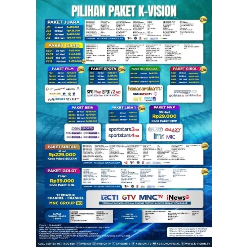 PAKET CLING K-VISION 1 bulan/ 30 hari