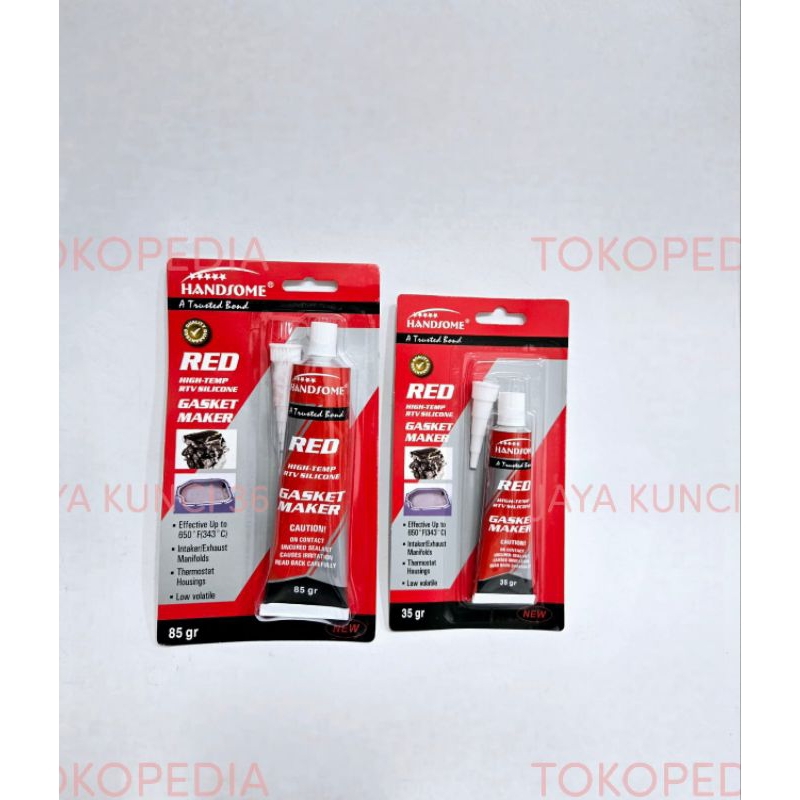 Lem Red Silicone HANDSOME 35 Gram & 85 Gram / Lem Gasket Maker HANDSOME
