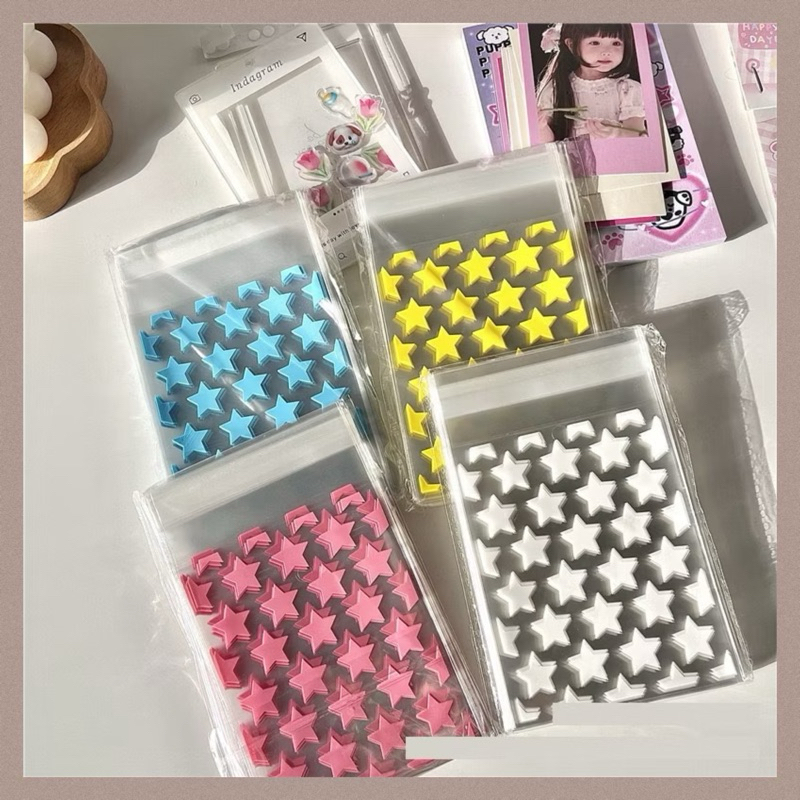 

50 Lembar Kertas Plastik Bening Packing Kartu Kpop Pokemon Card Motif Bintang