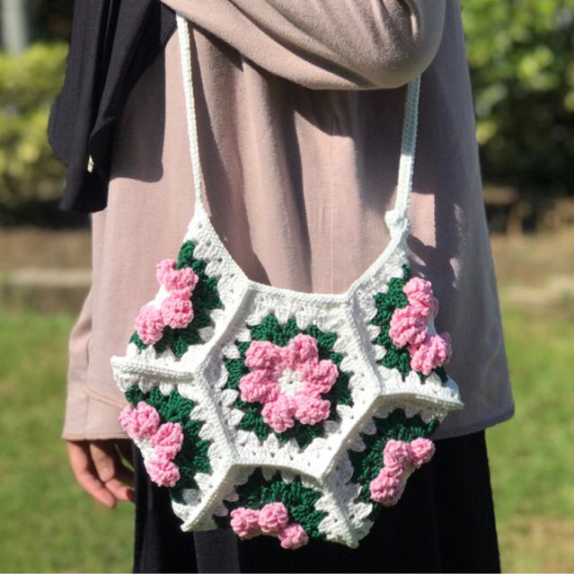 Dahlia sling bag/tas selempang dahlia/tas wanita/tas selempang wanita/tas kecil wanita/tas rajut/raj