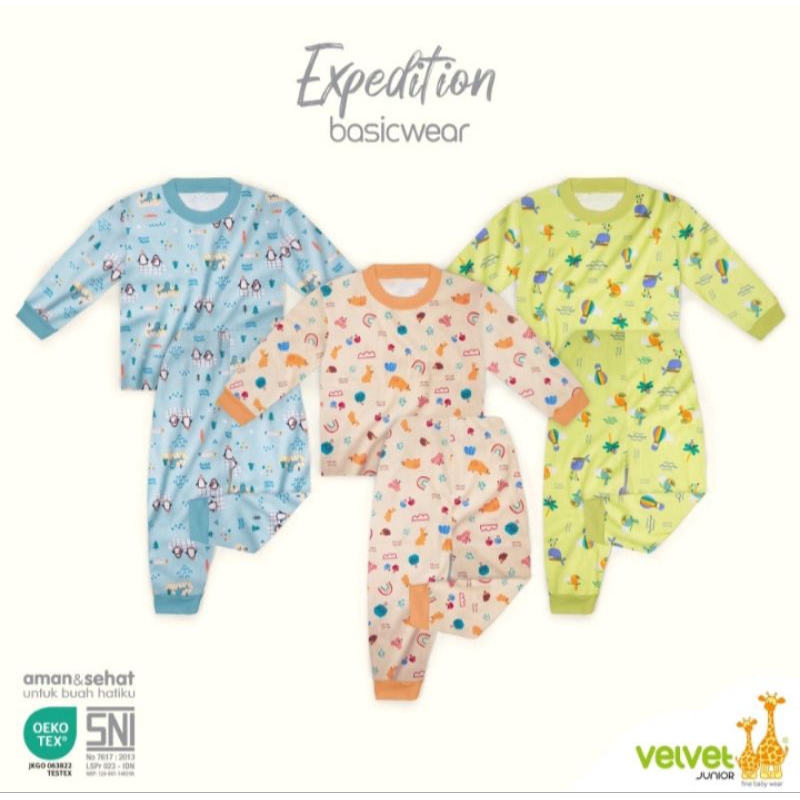 Set Panjang Baju Velvet Junior motif Expedition