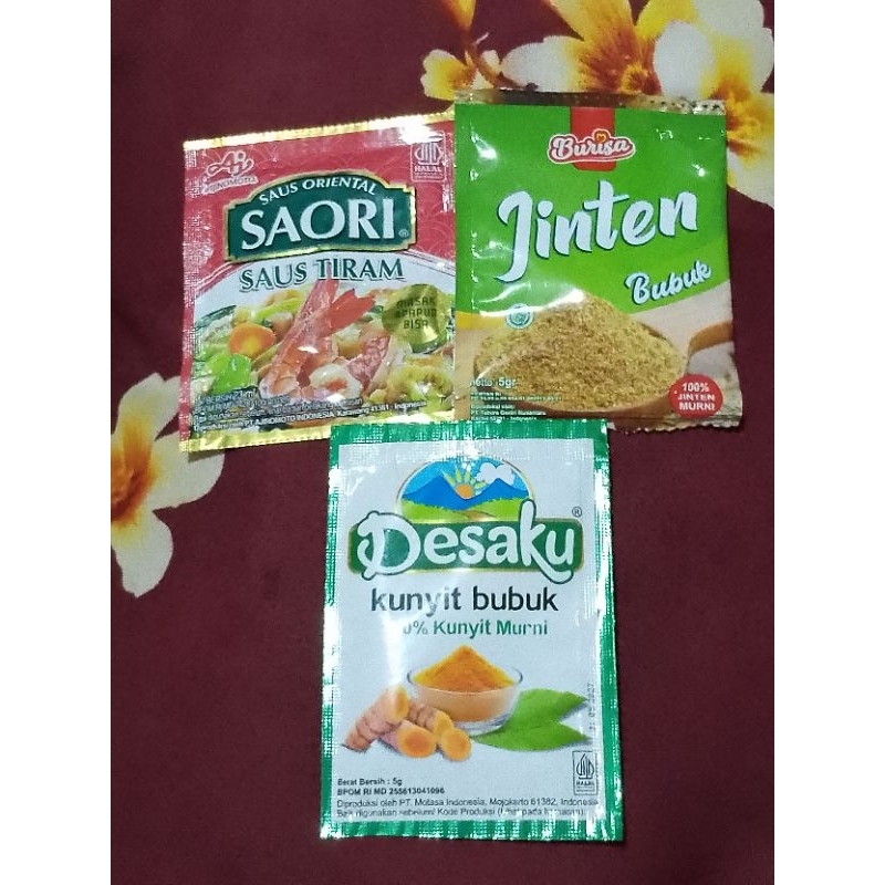 

Kunyit bubuk+Saori Saus Tiram+Jinten bubuk 5 gram Paket 2Z (TRB83)