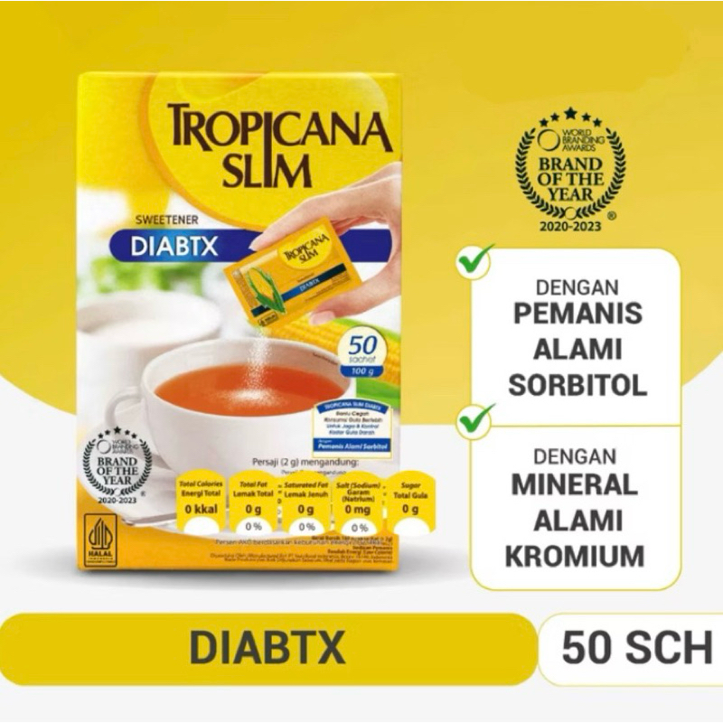

Tropicana Slim Sweetener Diabtx 50 Sachet - Pemanis untuk Diabetesi
