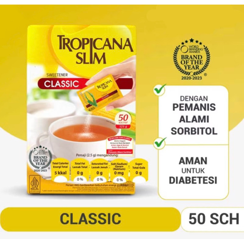 

Tropicana Slim Sweetener Classic 50 sachet - Pemanis untuk Bantu Batasi Gula