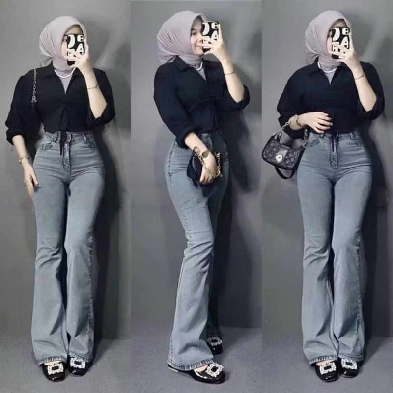 Highwaist Jeans Cutbray Wanita 117 -  Super Skinny KOREAN JEANS PREMIUM