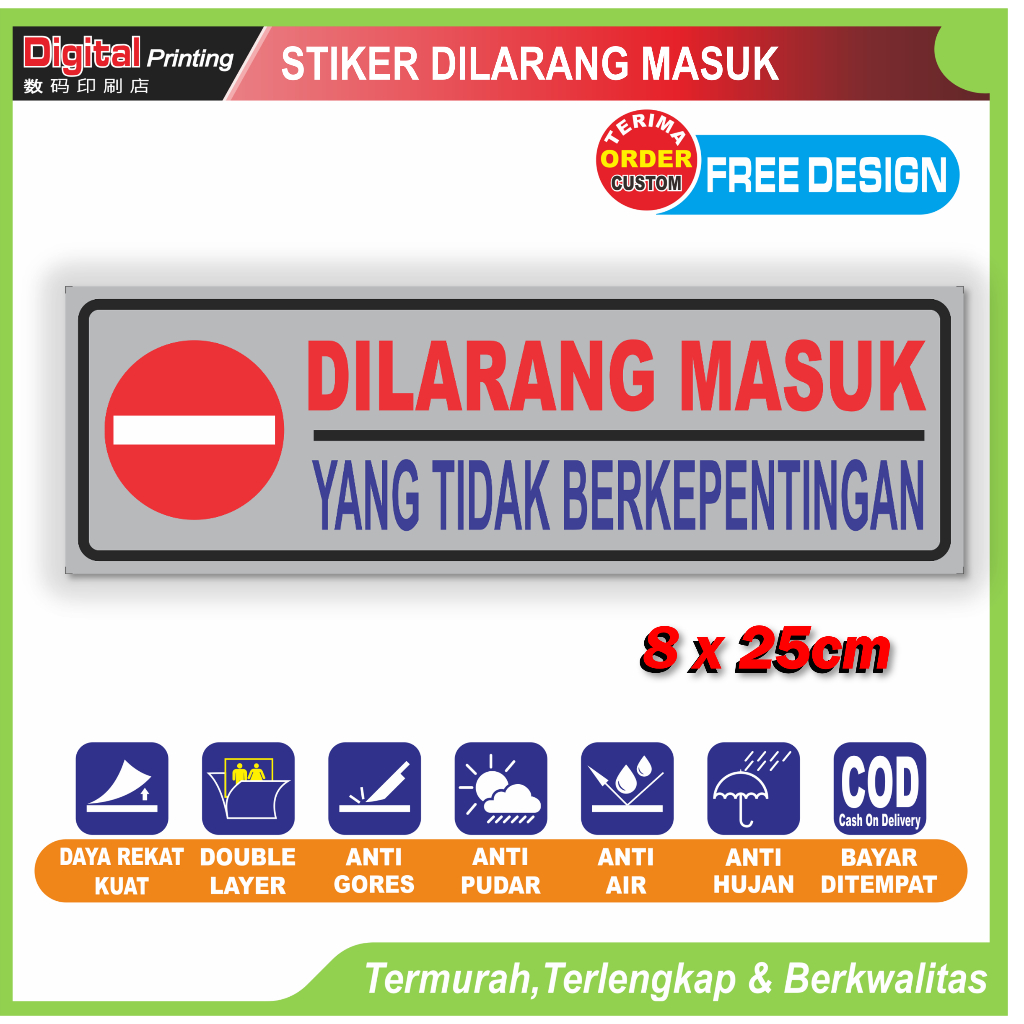 

Stiker tulisan dilarang masuk yang tidak berkepentingan sticker peringatan pintu akses terbatas