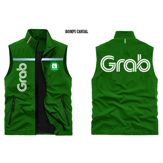 Rompi Kasual Outdoor Pria Wanita | Rompi Vest Ojol Grab | Rompi Driver Grabbike | Jaket Rompi Motor 