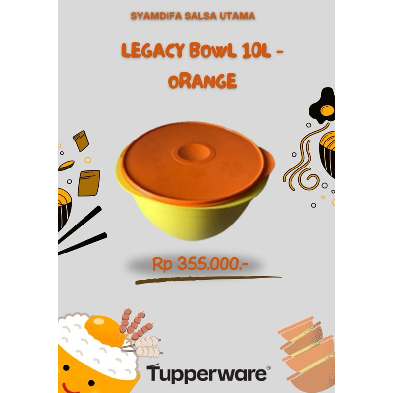 Tupperware Ori - Legacy Bowl 10L Orange