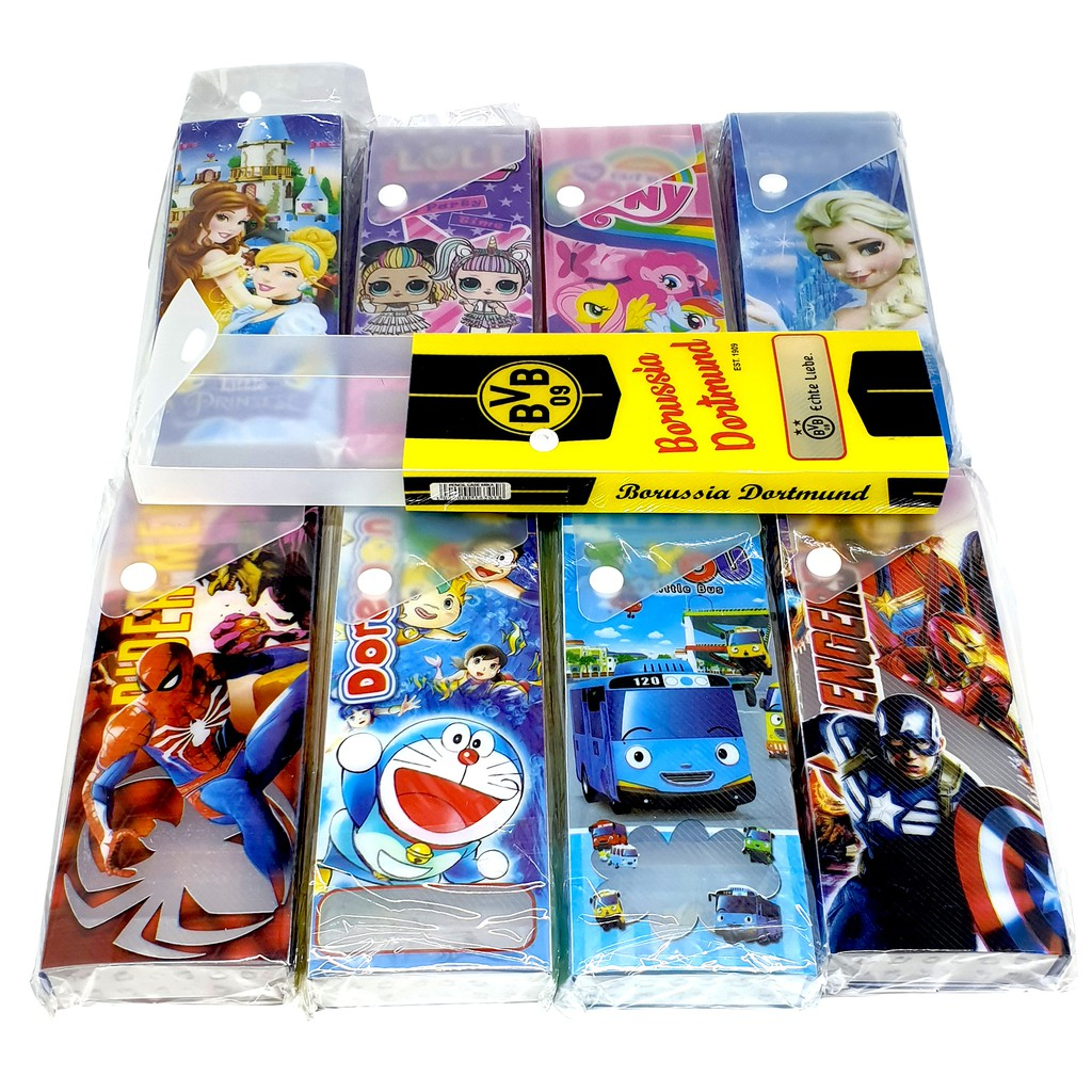 

Kotak Pensil Tempat Pensil Lipat Karakter Mika Tebal Sliding Kancing Praktis