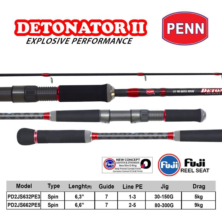 Penn Spinning Fishing Rod Detonator II 189cm - 198cm Untuk Jigging dan Cast Jig