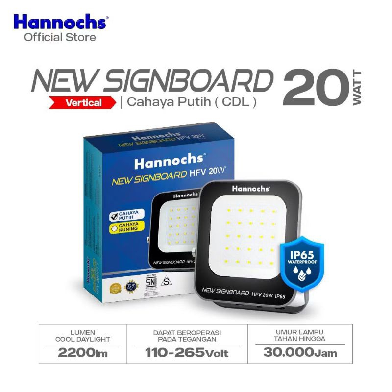 Lampu Sorot Hannochs New Signboard 20 Watt (Cahaya Putih / 6.500K)