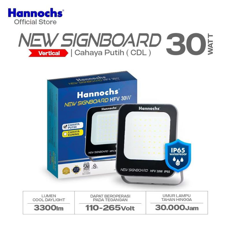 Lampu Sorot Hannochs New Signboard 30 Watt (Cahaya Putih / 6.500K)