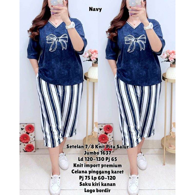 1637 SETELAN 7/8 KNIT PITA SALUR LD120-130 WANITA|ONE SET SANTAI|SETELAN KNIT|SETELAN LD120-130