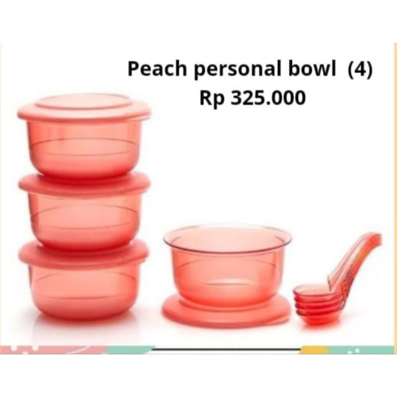 PEACH PERSONAL BOWL WITH SPOOnN4) TUPPERWARE ORIGINAL