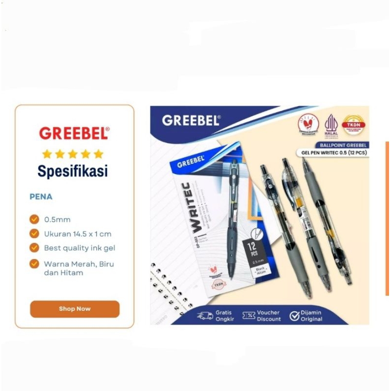 

Pulpen Pena Gel Cetekan Writec 0.5 Hitam Greebel Original Isi 12 Pcs/Kotak