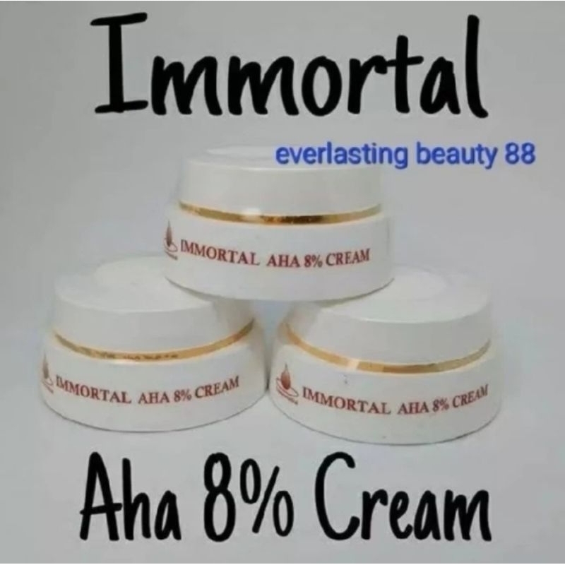 Immortal AHA 8% Cream - krim pencerah pelembab - Anti Aging - AHA 8 % - BPOM