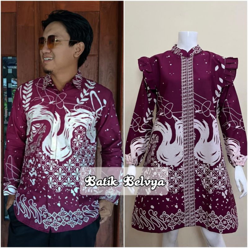 Setelan pakaian couple batik ayudia full furing seragaman kantor kemeja batik solo tunik batik srage